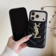 YSL Chevron Quilted Leather Logo iPhone Case