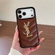 YSL Chevron Quilted Leather Logo iPhone Case