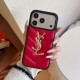 YSL Chevron Quilted Leather Logo iPhone Case