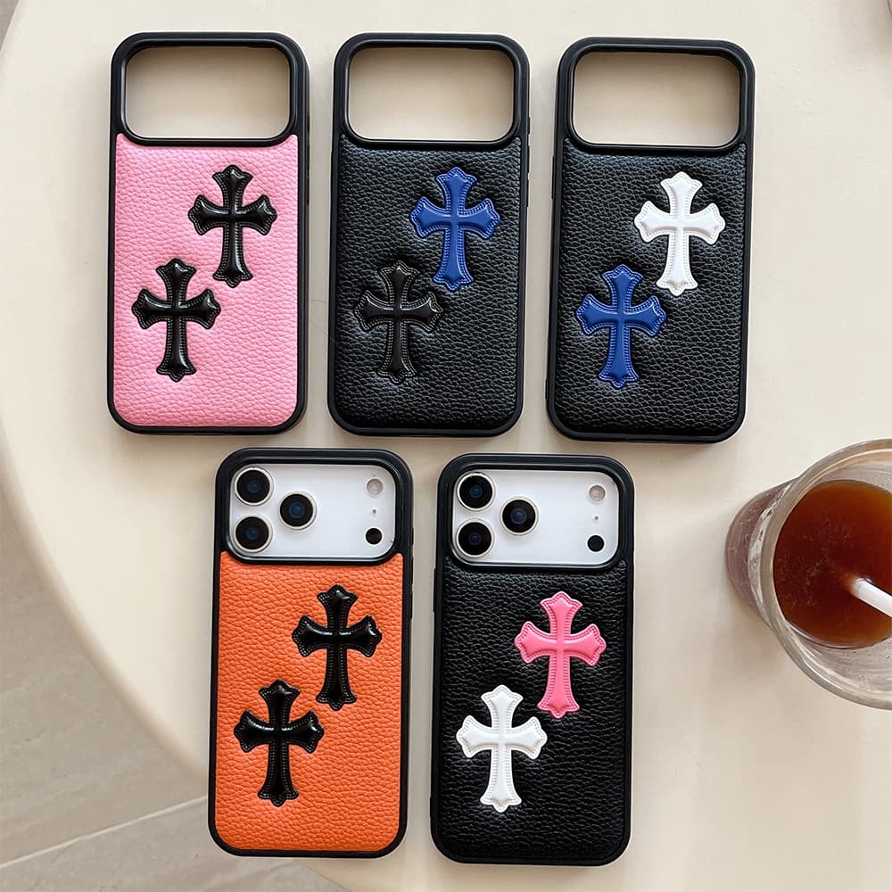 Chrome Hearts Double Cross Gothic Leather iPhone Case