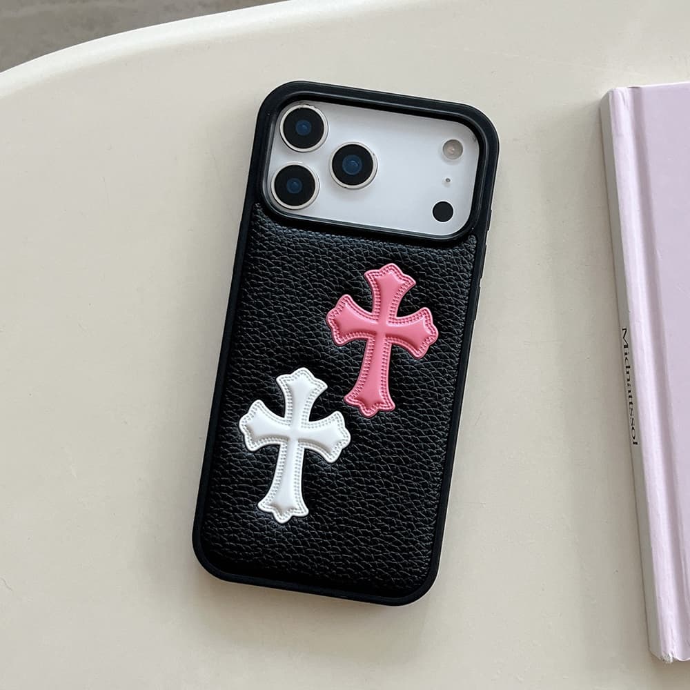 Chrome Hearts Double Cross Gothic Leather iPhone Case