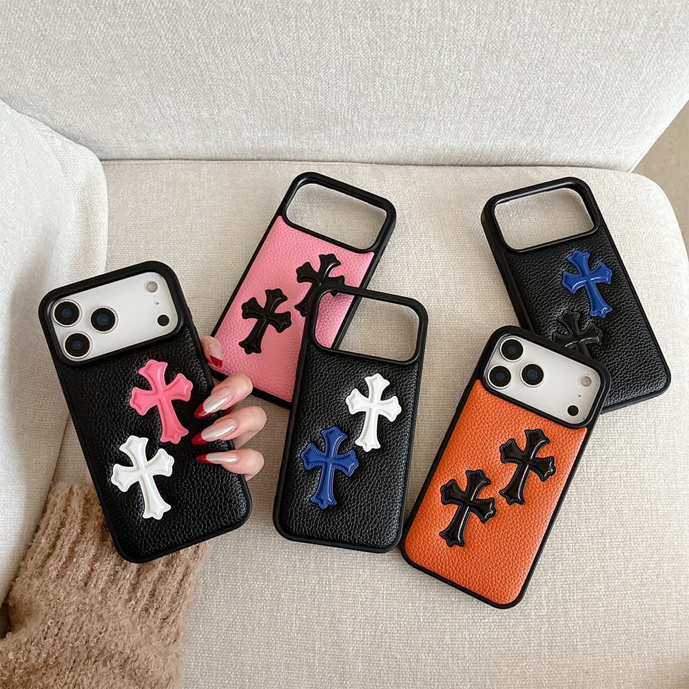 Chrome Hearts Double Cross Gothic Leather iPhone Case