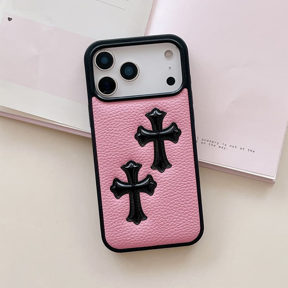 Chrome Hearts Double Cross Gothic Leather iPhone Case