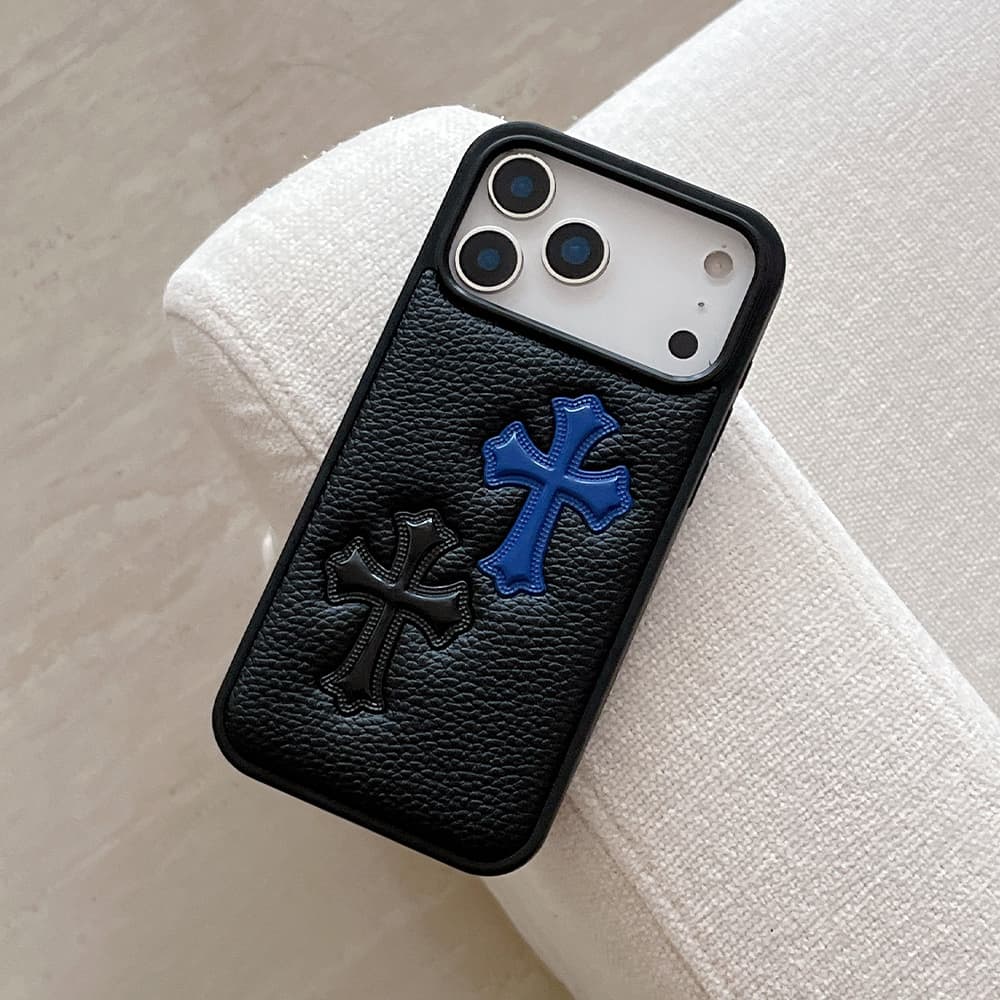 Chrome Hearts Double Cross Gothic Leather iPhone Case