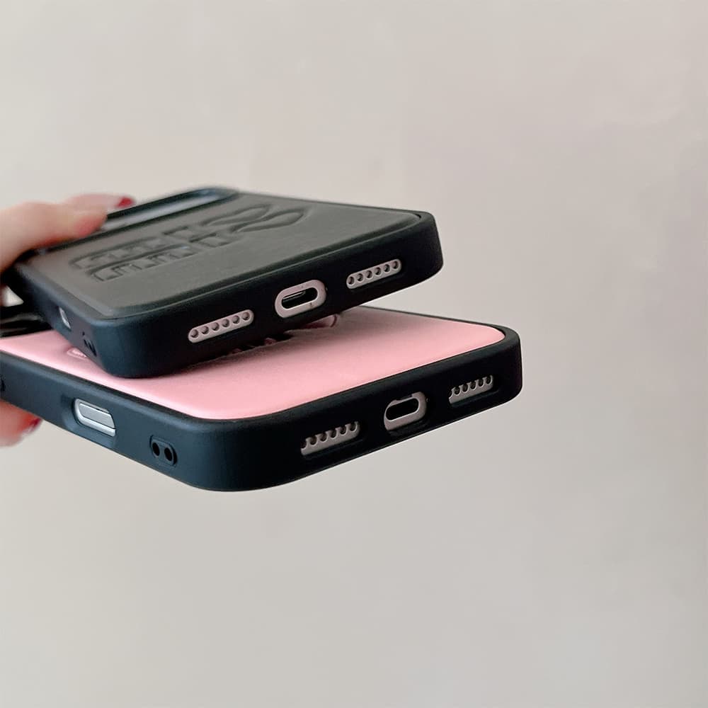 Miu Miu Heart & Letter Embossed Sweet-Luxe Leather iPhone Case
