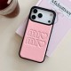 Miu Miu Heart & Letter Embossed Sweet-Luxe Leather iPhone Case