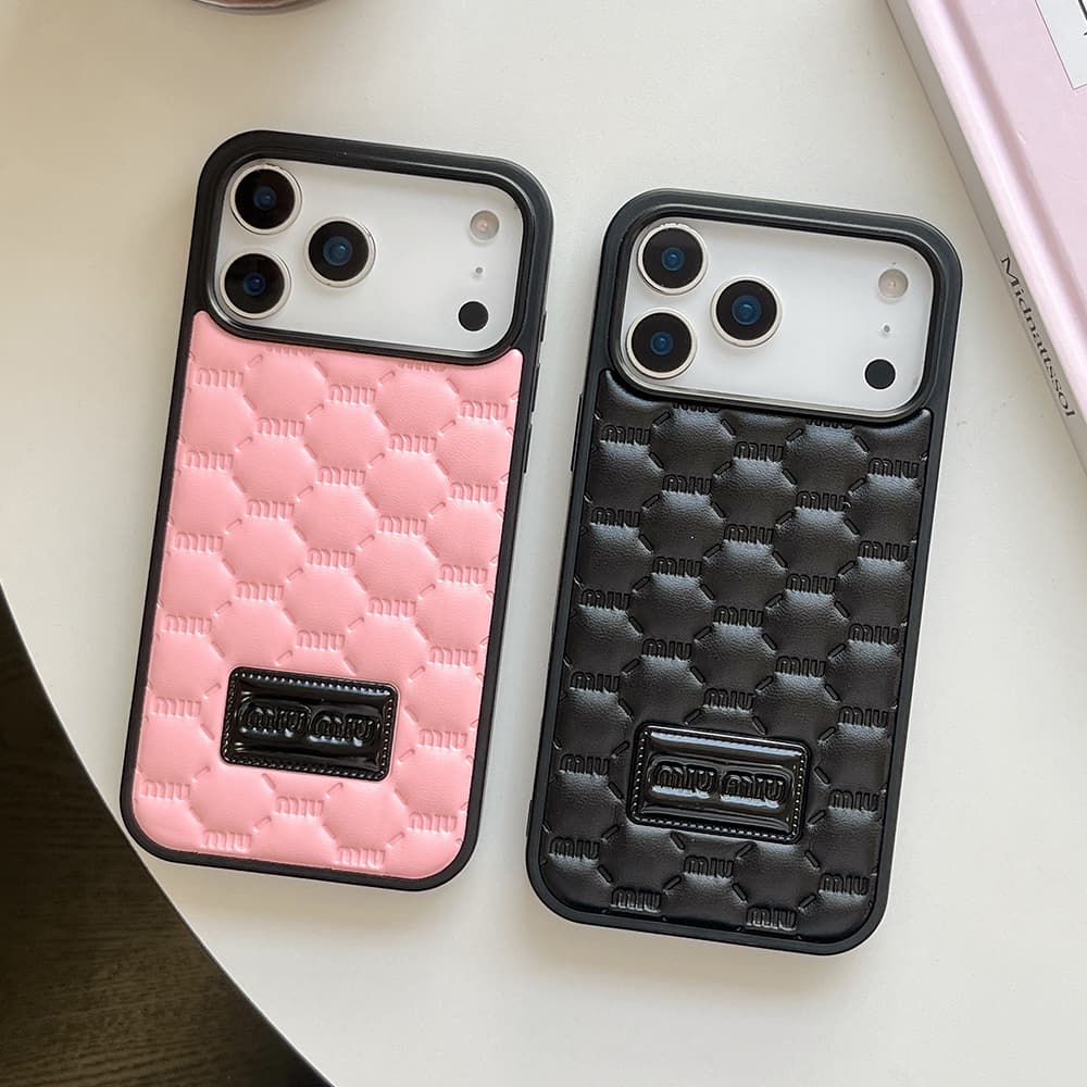 Miu Miu Diamond Quilted Monogram Leather iPhone Case