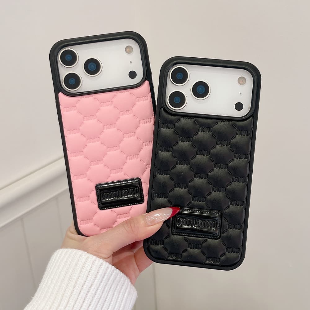 Miu Miu Diamond Quilted Monogram Leather iPhone Case