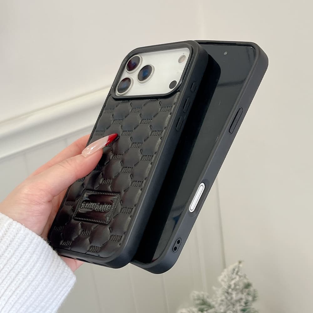 Miu Miu Diamond Quilted Monogram Leather iPhone Case