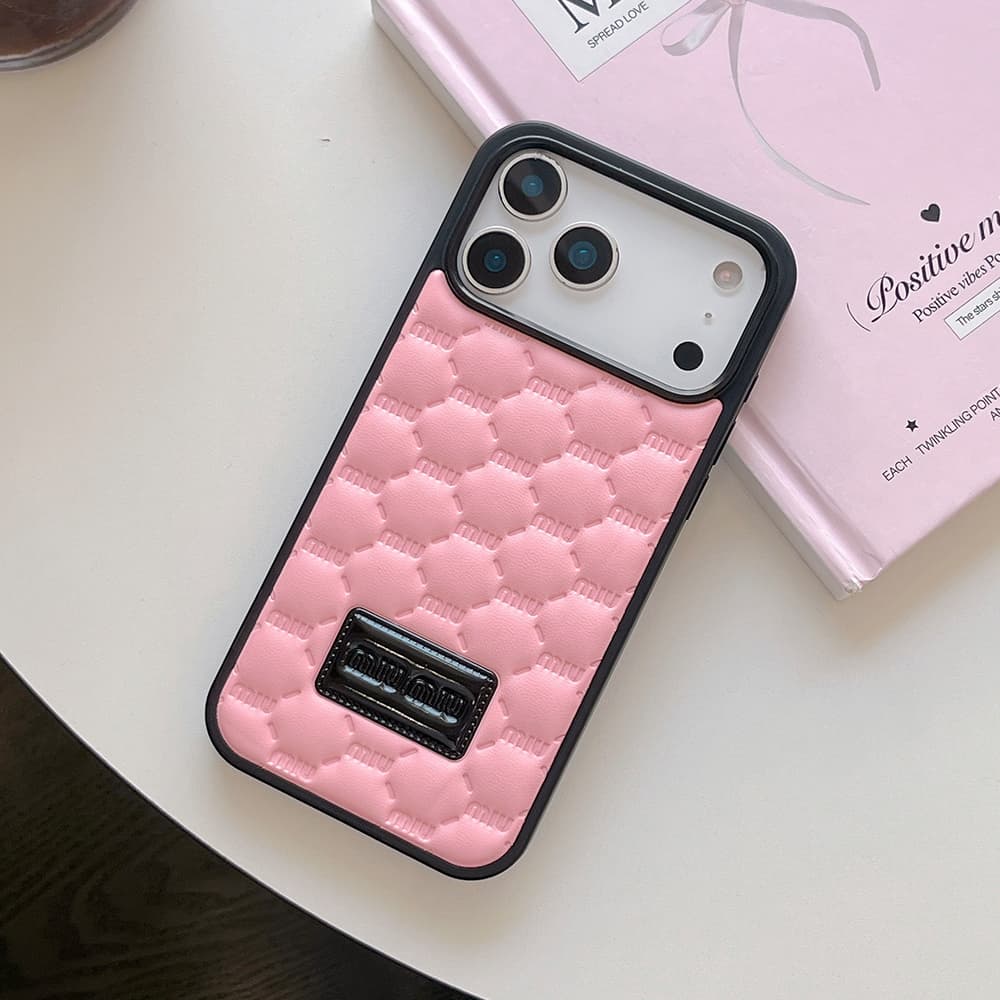 Miu Miu Diamond Quilted Monogram Leather iPhone Case