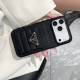 Prada Quilted Leather Card Slot Triangle Logo iPhone Case