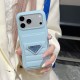 Prada Quilted Leather Card Slot Triangle Logo iPhone Case