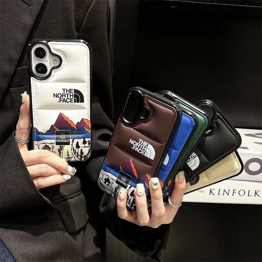 The North Face Puffer Quilted Mountain Print iPhone Case