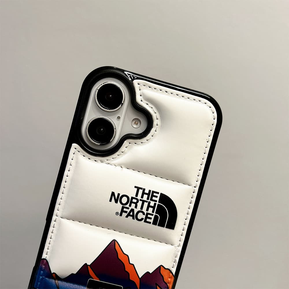 The North Face Puffer Quilted Mountain Print iPhone Case