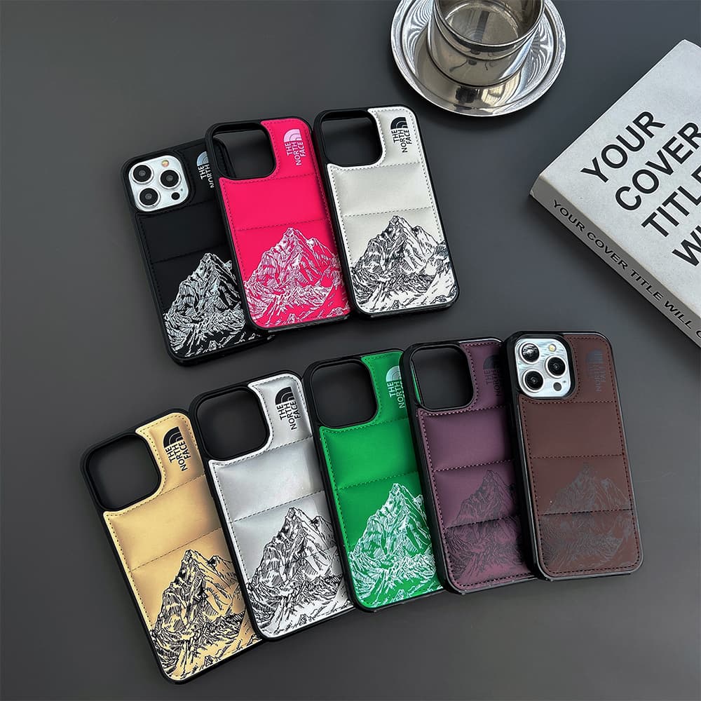 The North Face Puffer Quilted Sketch Mountain Print iPhone Case