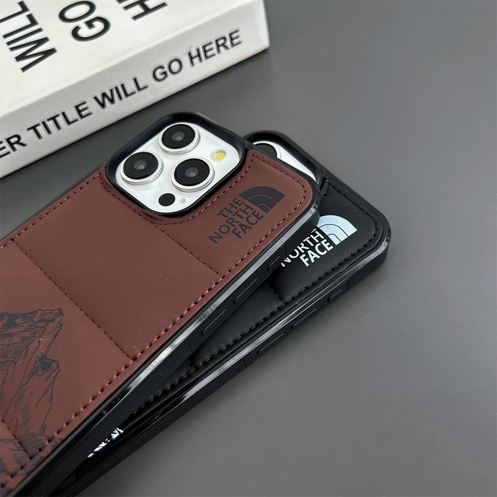 The North Face Puffer Quilted Sketch Mountain Print iPhone Case