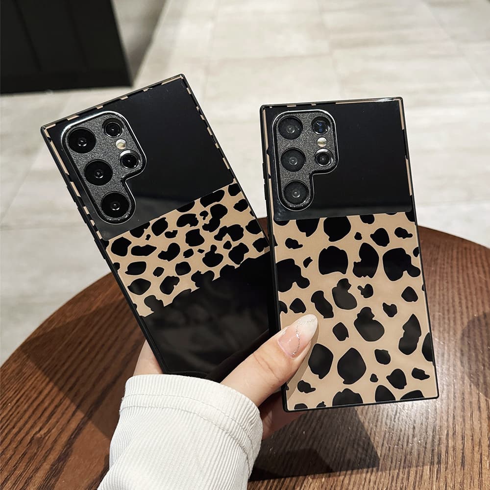 Leopard Print & Glossy Black Case for Galaxy S Series