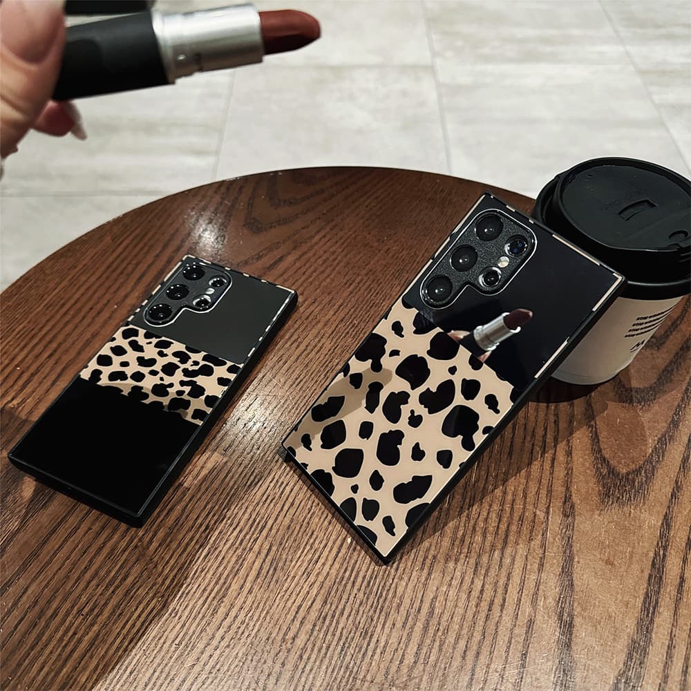 Leopard Print & Glossy Black Case for Galaxy S Series