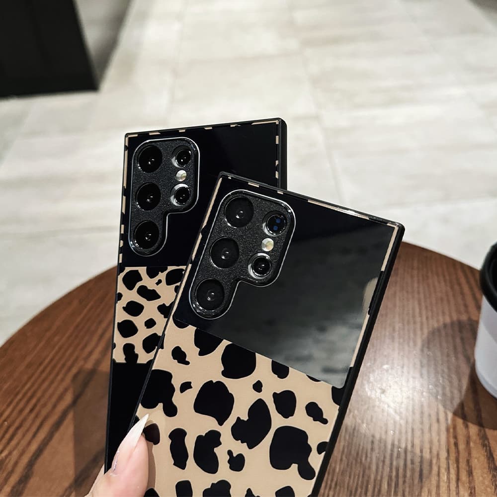 Leopard Print & Glossy Black Case for Galaxy S Series