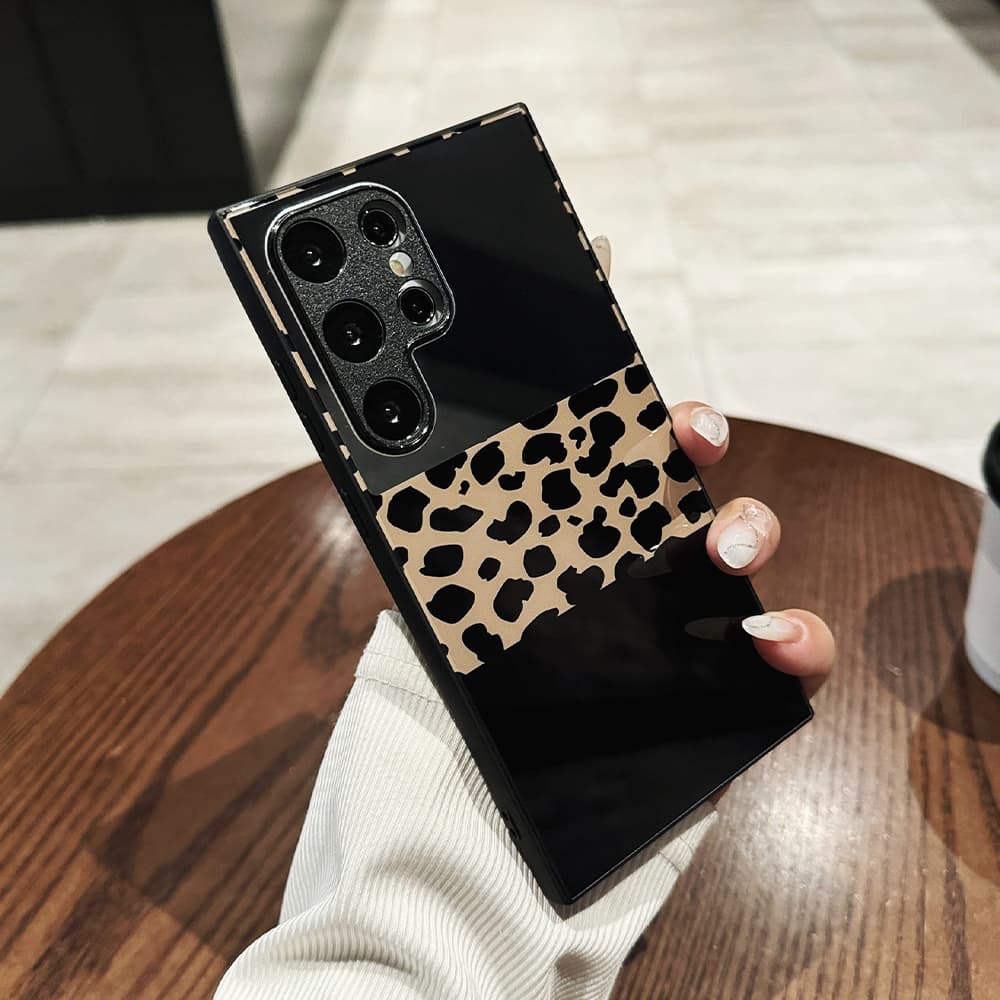 Leopard Print & Glossy Black Case for Galaxy S Series
