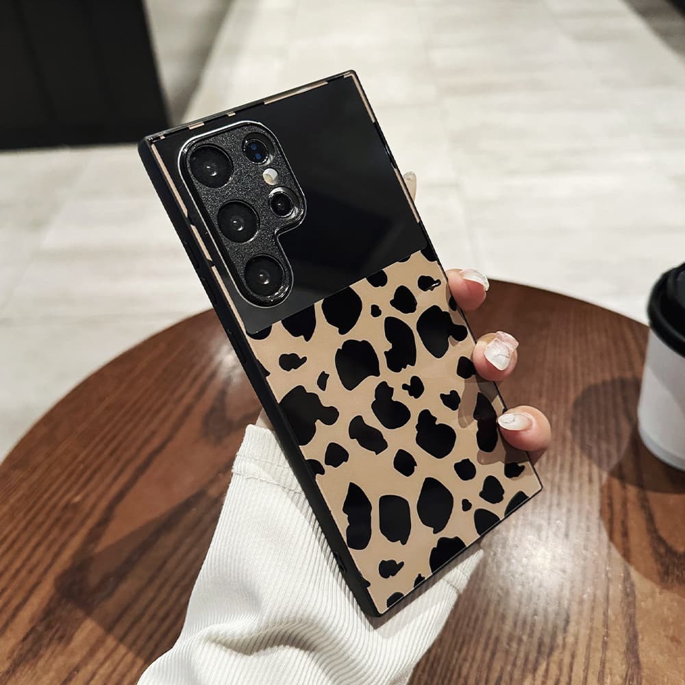 Leopard Print & Glossy Black Case for Galaxy S Series