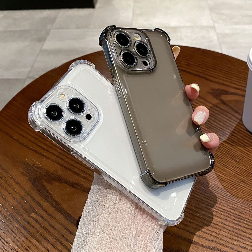 Air-Cushion Corner Protection iPhone Case – Crystal Clear & Smoky Translucent Anti-Yellowing Covers
