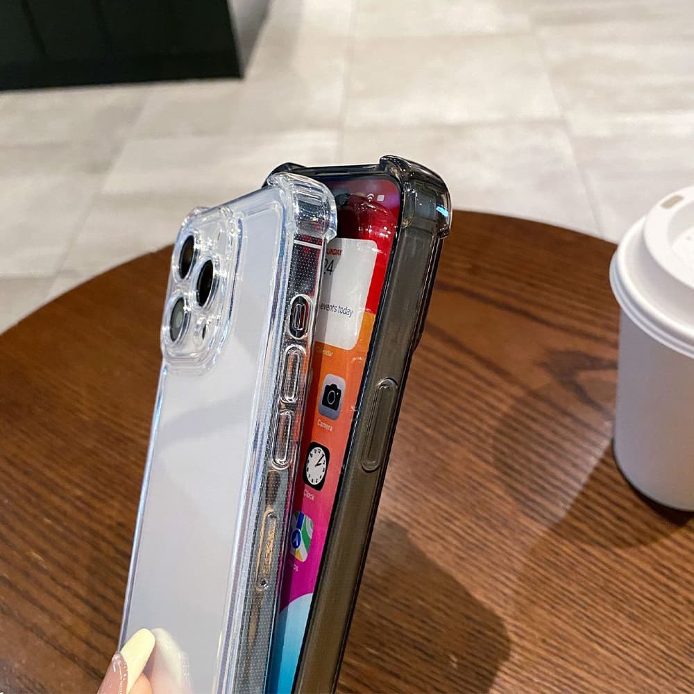 Air-Cushion Corner Protection iPhone Case – Crystal Clear & Smoky Translucent Anti-Yellowing Covers