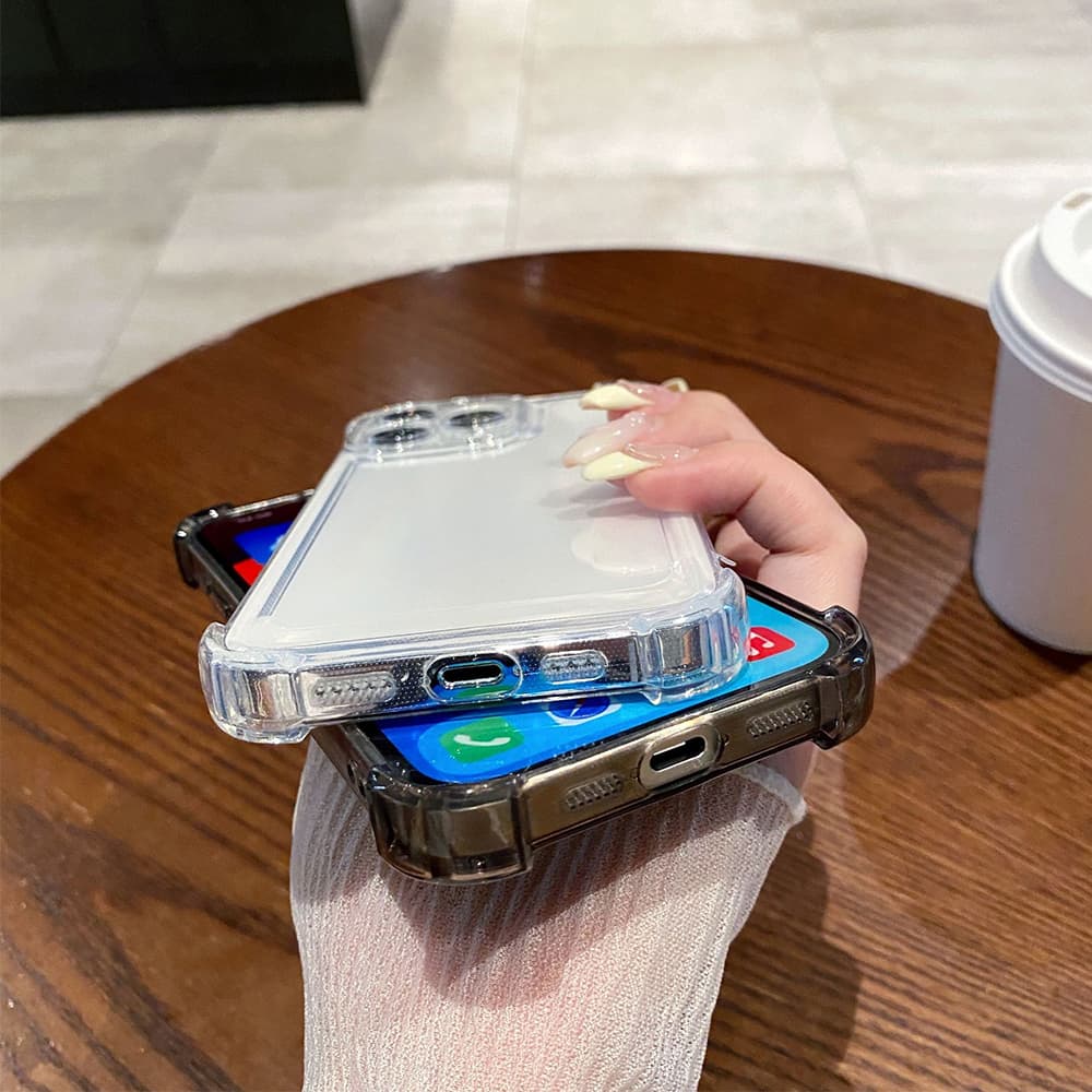 Air-Cushion Corner Protection iPhone Case – Crystal Clear & Smoky Translucent Anti-Yellowing Covers