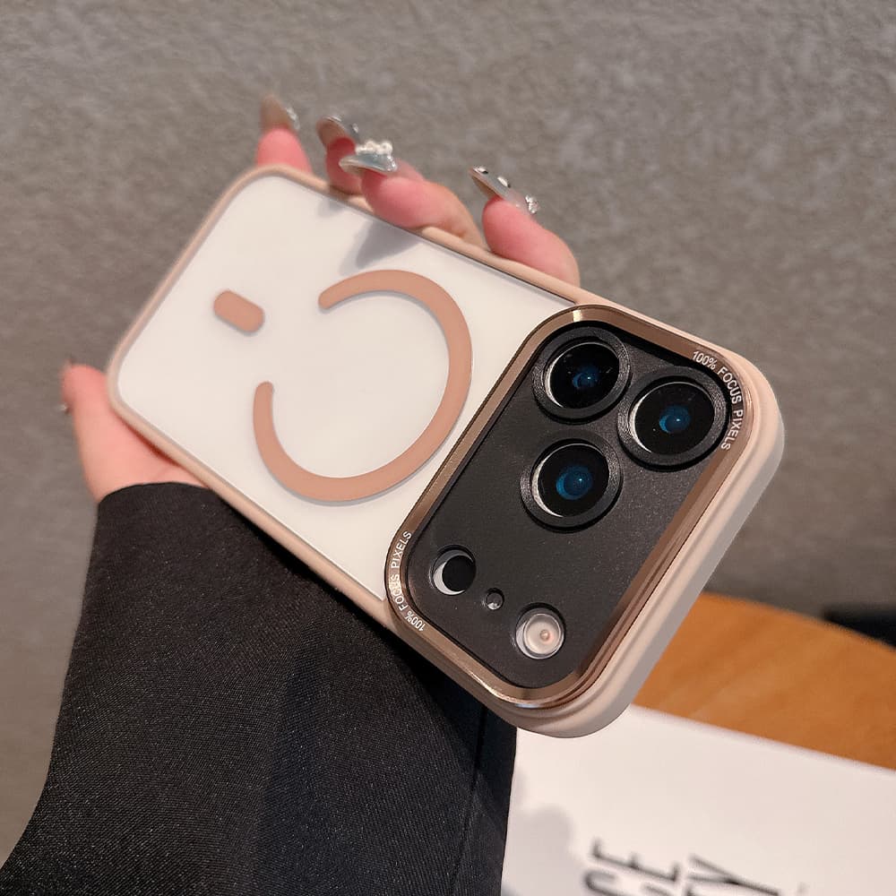 Magnetic Transparent iPhone Case with Metal Camera Ring – Multiple Color Options & MagSafe Compatible