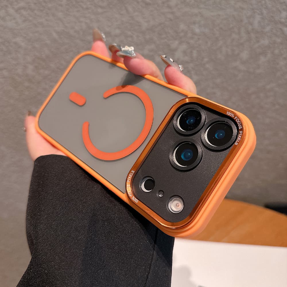 Magnetic Transparent iPhone Case with Metal Camera Ring – Multiple Color Options & MagSafe Compatible
