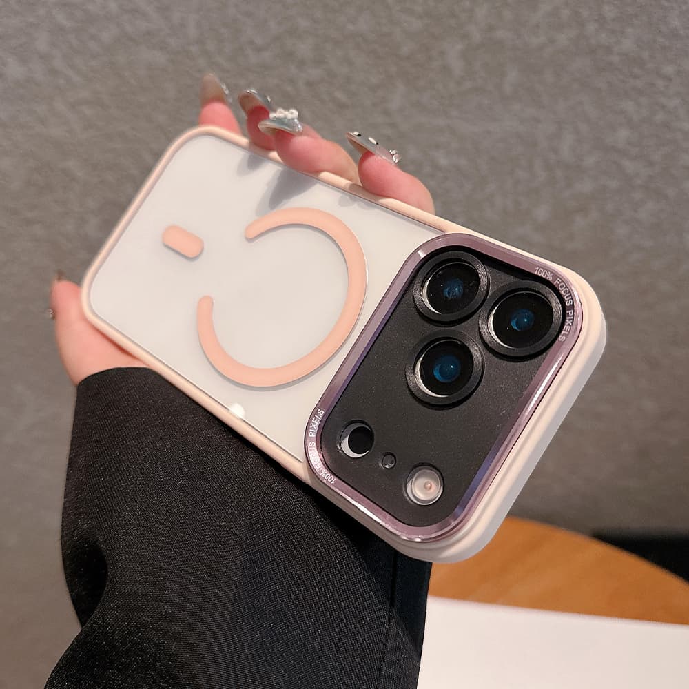 Magnetic Transparent iPhone Case with Metal Camera Ring – Multiple Color Options & MagSafe Compatible