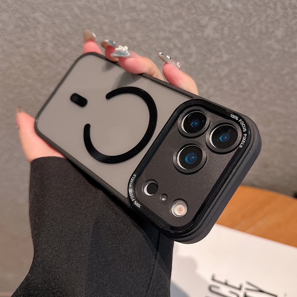 Magnetic Transparent iPhone Case with Metal Camera Ring – Multiple Color Options & MagSafe Compatible