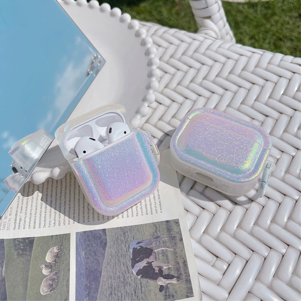 Holographic Glitter AirPods Case with Matching Hook